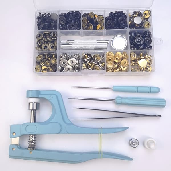 Ompelunappikiinnityssarja, jossa on puristuspihdit asennustyökalu MultiColor MultiColor