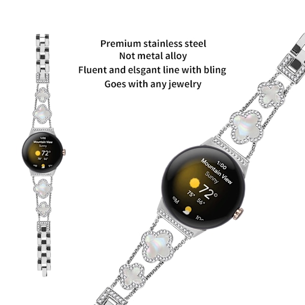 Cloverlink-kedja för Google Pixel Watch Silver