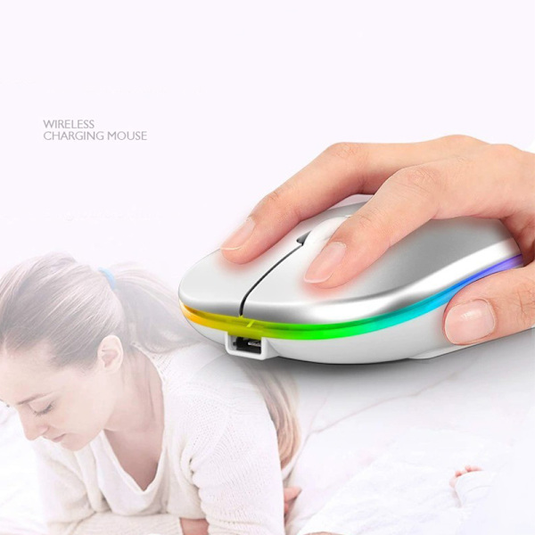 Trådløs mus - 2,4G + Bluetooth Dual Mode Luminous Space Silver