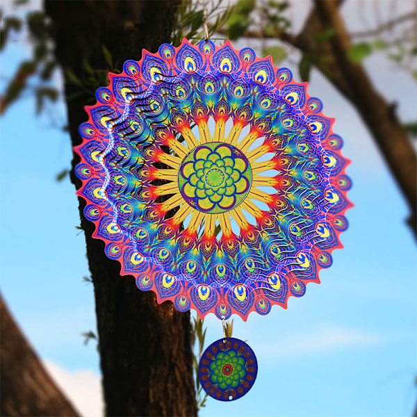 3D-roterande Mandala vindspel - Blå Lila