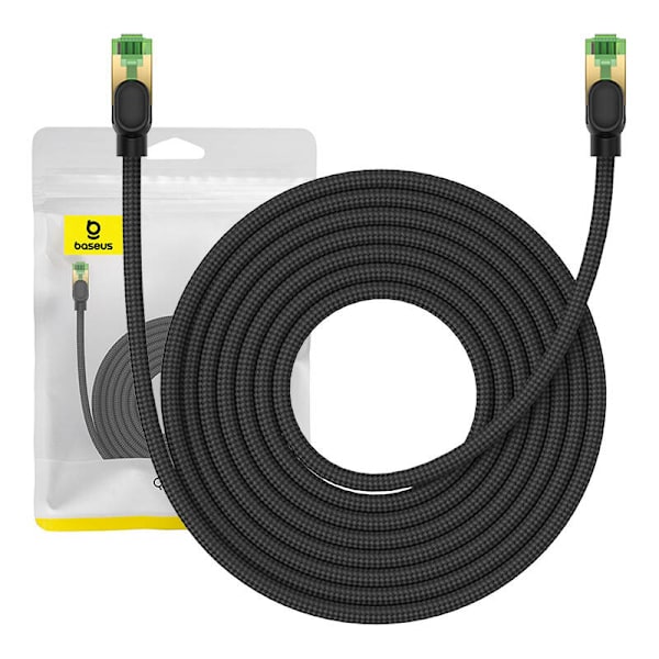 Flettet netværkskabel kat.8 Baseus Ethernet RJ45, 40Gbps, 8m (sort)