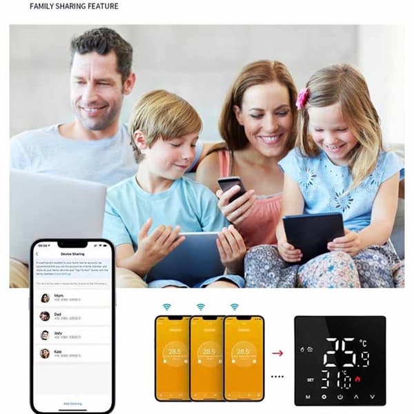 Zigbee Smart Termostat til Elektrisk Gulvvarme med Ekstern Sensor – Kompatibel med Tuya Black Black