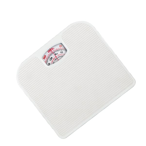 Mechanical Bathroom Scale with Dual Scale Analog Dial and Non-Slip Leather Surface 130kg Capacity White White