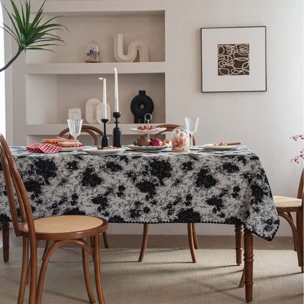 Elegant Fransk Dug - Jacquard Sort Graffiti Design M M