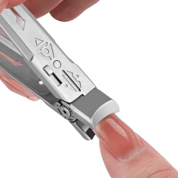 Nagelklippare i rostfritt stål med läderfodral - Silver