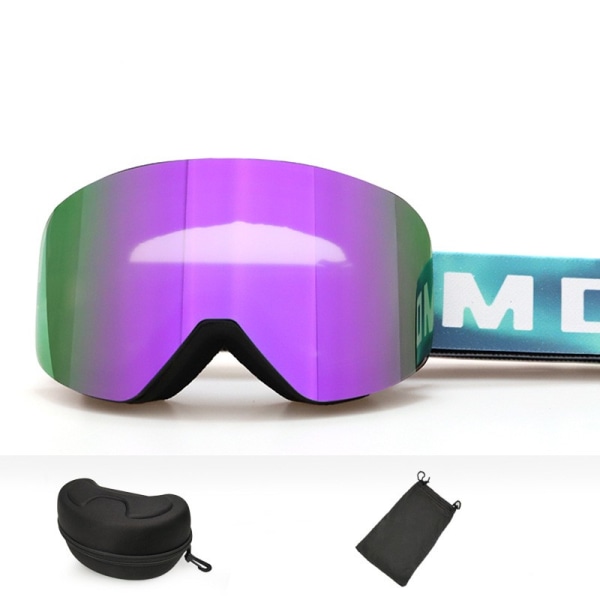 Magneettiset Ski Anti-Fog -lumisuojalasit, kiiltävä musta kehys Violetti