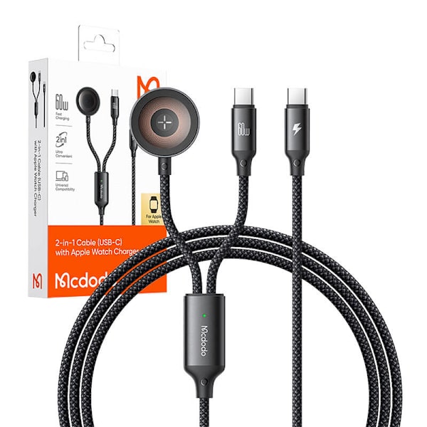 Mcdodo CA-2200 2-i-1 USB-C-kabel + Apple Watch-laddare, 60W, 1,2m