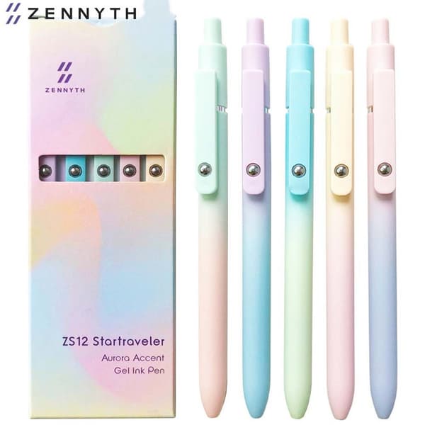 5-pack Aurora Gradient Infällbara Gelpennor - 0,7 mm Fin Spets för Smidig Skrift