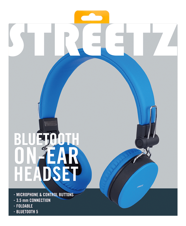 Foldbar on-ear BT headset, 3,5 mm, blå