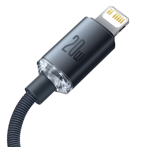 Baseus Kristallkabel USB-C till Lightning, 20W, PD, 1,2m (svart)