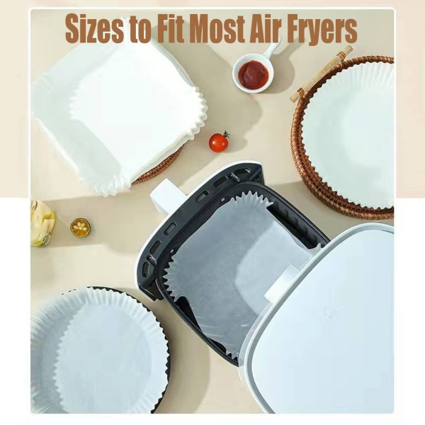 Air Fryer engangspapir med håndtag til frituregryder 100 stk Hvi Hvid 20 cm