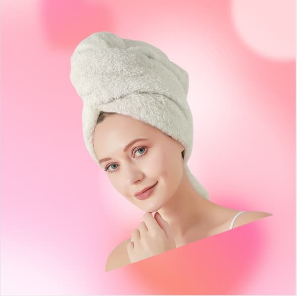Superabsorberende Hårtørringshætte i Koralfleece Beige Beige