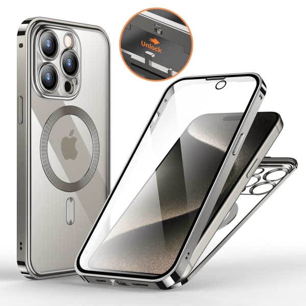 Mobilfodral med Skärmskydd för iPhone 15-Serien iPhone 15 Plus Silver