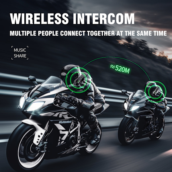 Bluetooth-headset för motorcykelhjälm - Svart C6 Soft Mic