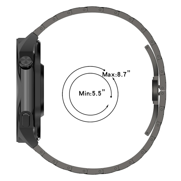 Strukturerad stålrem för Garmin Forerunner 165/165 Music/168/168 Music/D2 Air X10/Bounce/vivoactive 5/Active 5/VivoMove Svart 22 mm