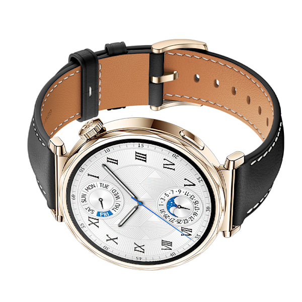 Klockarmband i Läder för Huawei Watch GT5 - 18MM Svart + guld
