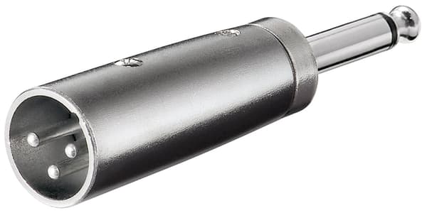XLR-adapter, AUX-jack 6,35 mm monoplugg till XLR-plugg