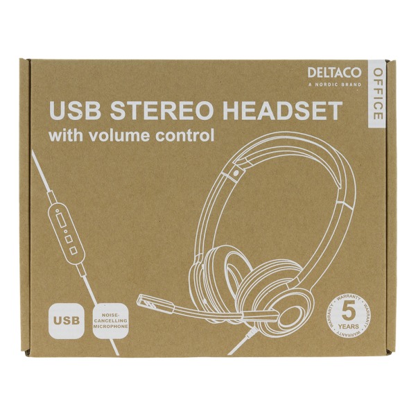 Office USB stereo headset volume control noise reducing mic