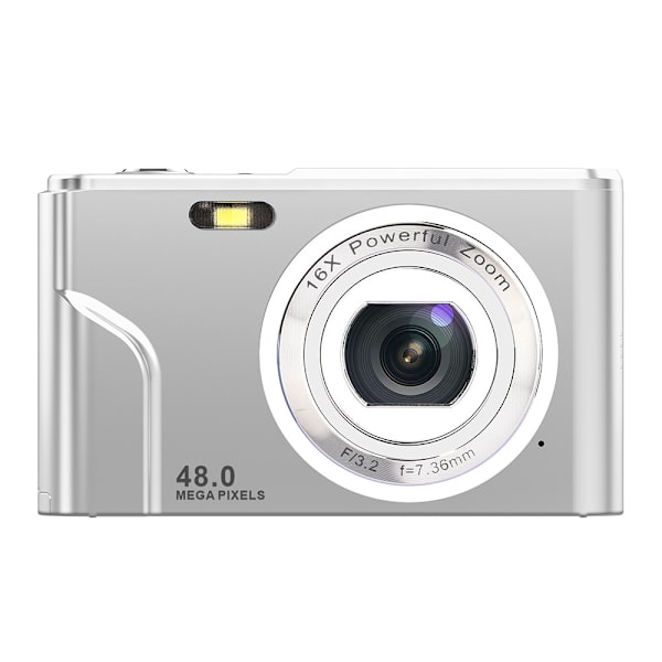 INF Digitalkamera 48 MP, 1080p FHD, 16x zoom, 32GB minneskort Silver