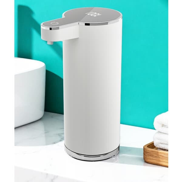 Automatisk skumsæbedispenser i 304 rustfrit stål med berøringsfri sensor til køkken, badeværelse og kontorer, 400ml USB-genopladelig, hvid