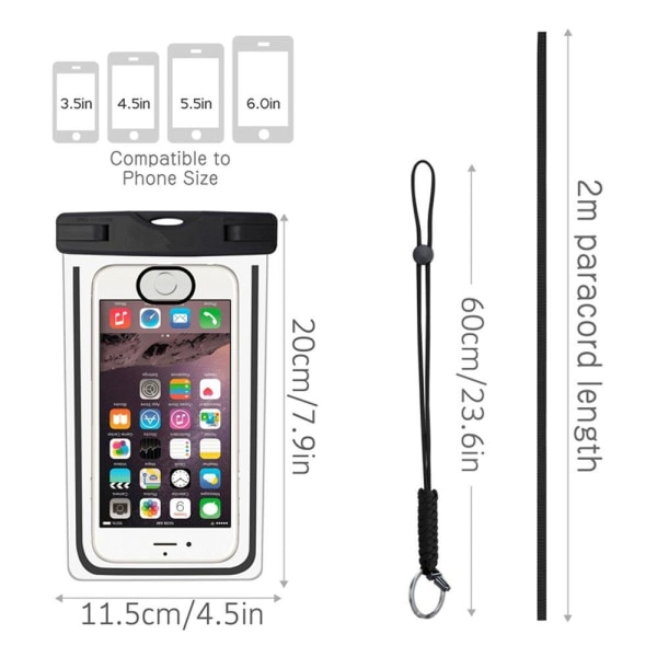 INF Vattentät mobilväska för smartphone universal Svart 2-pack