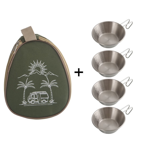 4-Pack Rostfria Sierra Skålar med Bärväska - 12cm