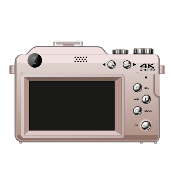 INF Digitalkamera 4K/48MP/18X digital zoom/autofokus/dubbelkamera med 32GB TF-kort Rosa