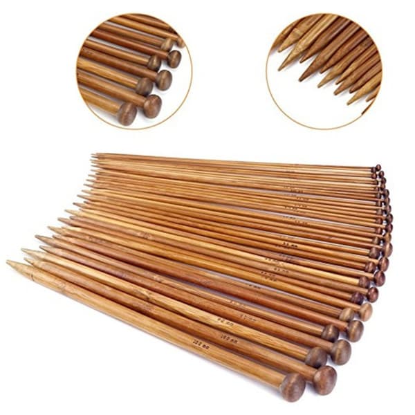 Carbonized 35cm single-point bambu stickor med måttband och förvaringsfodral - 25st