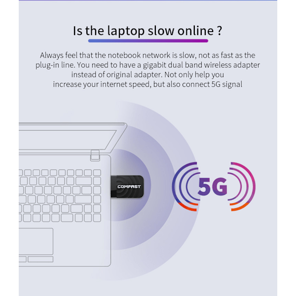 Trådløs WiFi Adapter - Sort