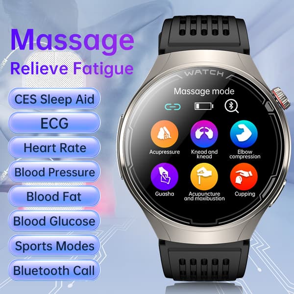 Smartwatch med søvnhjælp og massage Black Black