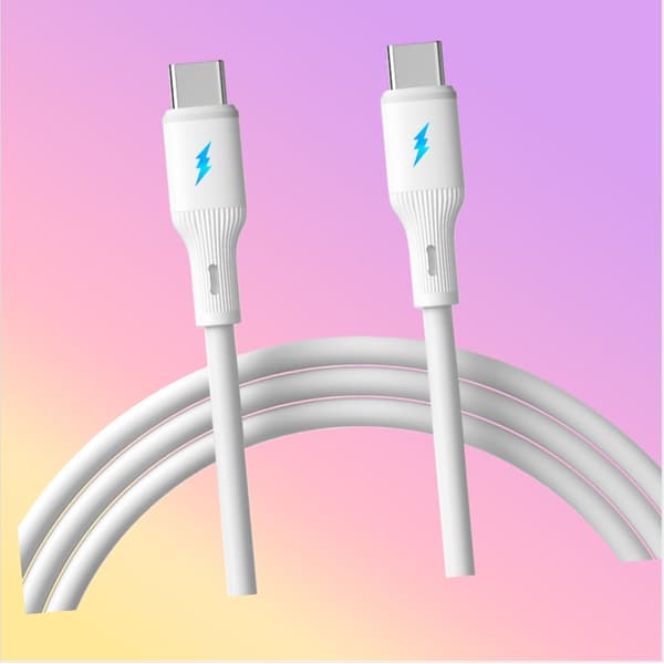 66W USB-C till USB-C Snabbladdningskabel - Silikon, 100cm - För snabb laddning och dataöverföring White White