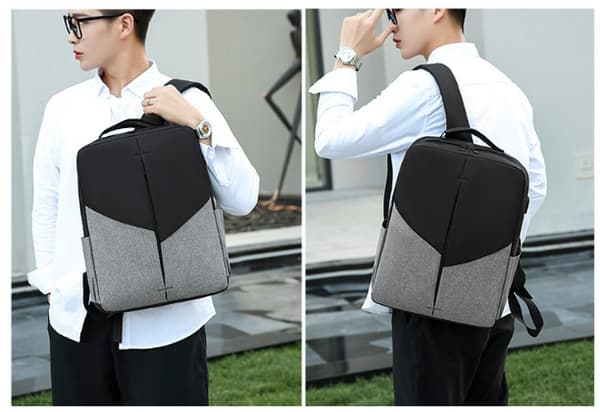 Stilfuldt nylon rygsæksæt - Perfekt til forretning og skole Grey Grey