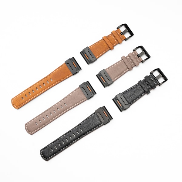 Ægte læderurrem til Garmin Fenix 8/7X/7/6/5/965 Grå 26 mm