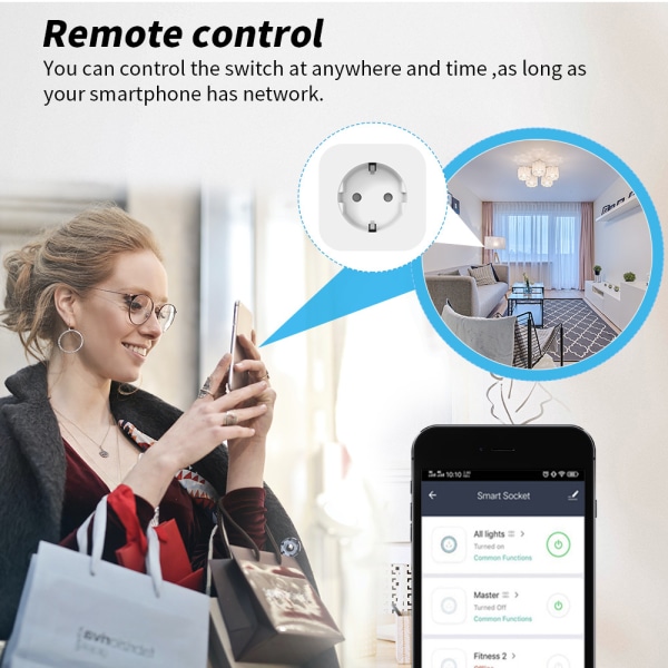 Homekit Smart Plug WiFi Home 10A EU-uttag Timer-uttag Vit Vit