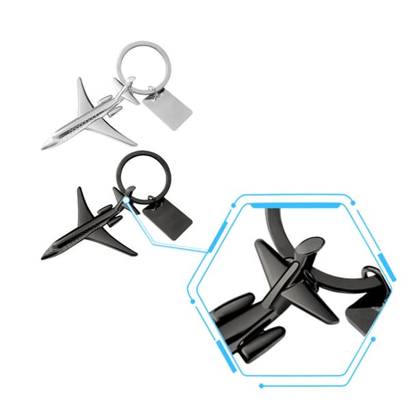 Flygplansformad Nyckelring: 3D Flygplansmodell Hänge, Kreativ Present Nyckelring i Silver Zinklegering, Flygminnessak Model 6