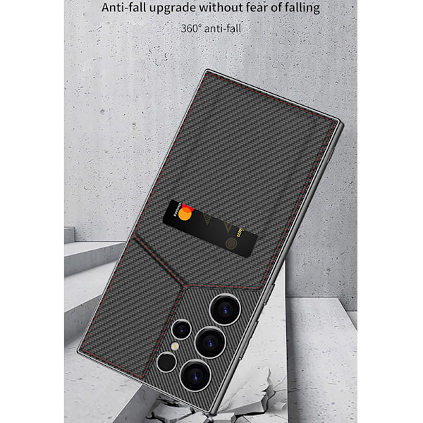 Etui med magnetisk kortholder til Samsung Samsung Galaxy S25 Ultra Kulfiber tekstur
