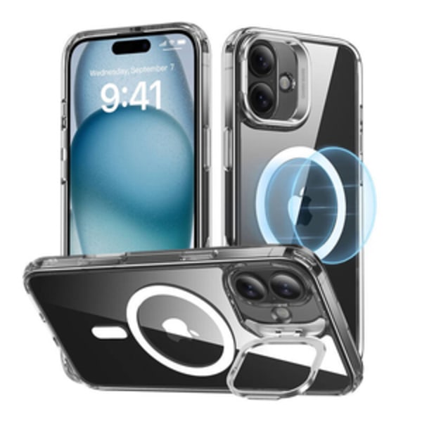 ESR Classic Hybrid (HaloLock) kotelo jalustalla iPhone 16 Plus:lle (läpinäkyvä)