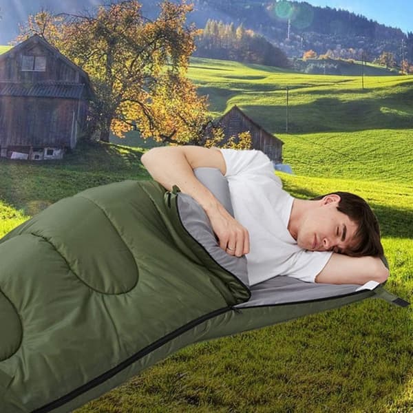 Sovepose til voksne, 180 cm polyester vintersovepose til camping og vandring med konvolutdesign og tæppefunktion Green Green