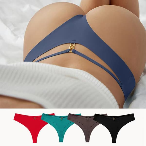 6-pack Kvinnors Låg Midja Stringtrosor Set - Flerpack Sömlösa Underkläder L L