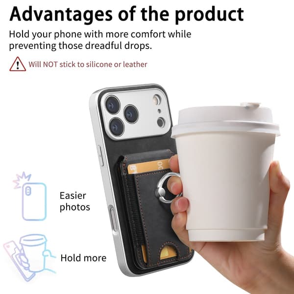 Plånboksfodral i svart PU kompatibelt med iPhone 17 Pro Max och iPhone 18 Pro Max, RFID-blockering och magnetiskt bilfäste