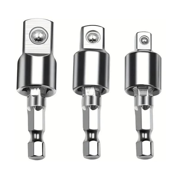 3 stk. Universal Joint Socket Adapter Sæt med Sølv Kort Skruenøgle - 1/4", 3/8", 1/2" Drev Impact