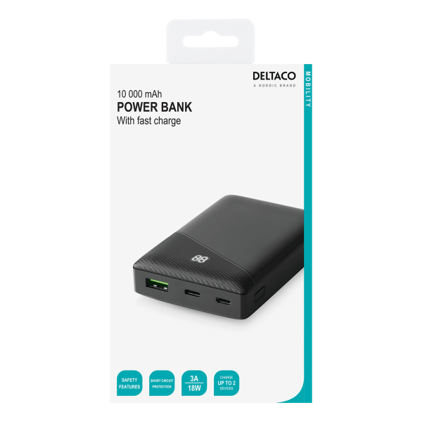 Power bank 10 000 mAh, 1x USB-C PD, 1x USB-A Fast Charge