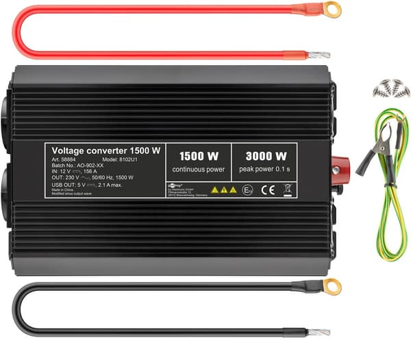Spänningsomvandlare DC/AC (12V-230V / 1500W)