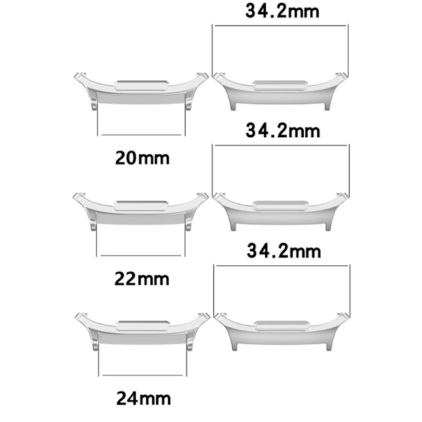Rustfrit stål urrem konnektor Sølv 20 mm