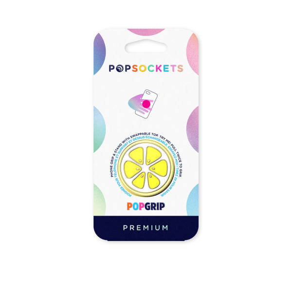 POPSOCKETS Enamel Lemon Slice Yellow Avtagbart Grip med Ställfun