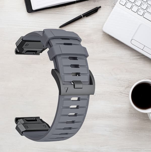 Premium Garmin Fenix 8 Rem: Fluororubber Urrem Grå 22 mm