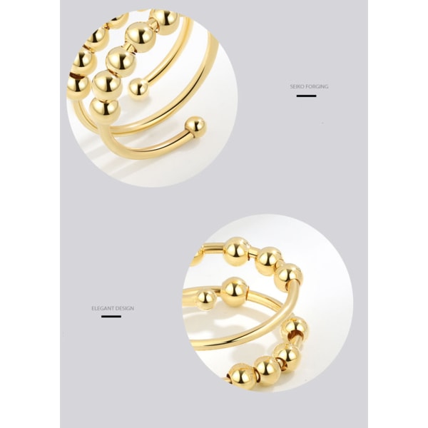 Justerbare anti-stress ringe med drejelige perler guld/sølv 2-pa Flerfarvet 1 S