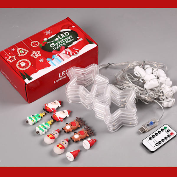 Ring LED-lys til jul, bryllupper, fester og boligindretning Snefnug stjerne ring Farvede lys