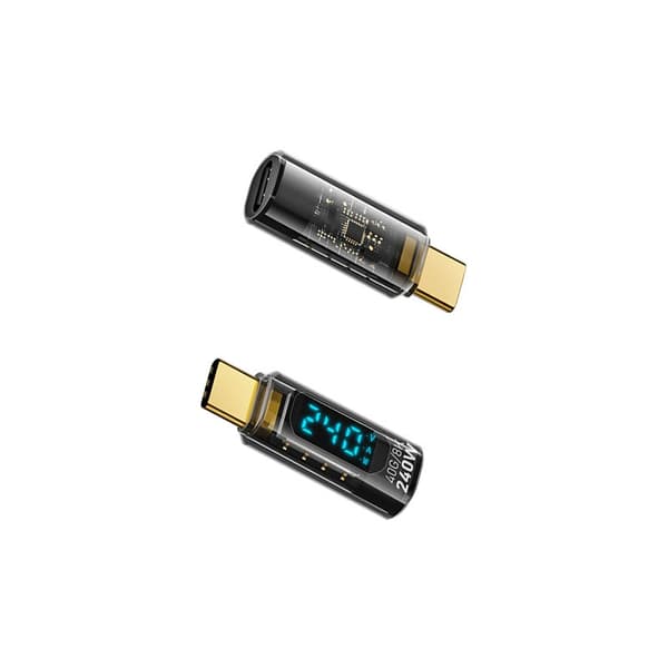 240W TYPE-C Naaras - TYPE-C Uros Digitaalinen Näyttö Adapteri, Musta (2 kpl)