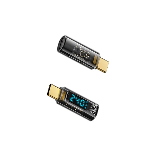 240W USB-C Hun til USB-C Han Adapter med Digital Display - 2 stk